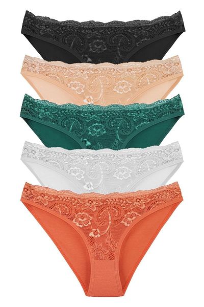 Sensu Dámske čipkované nohavičky zmiešané farby 5l I Pack Set Kts3064