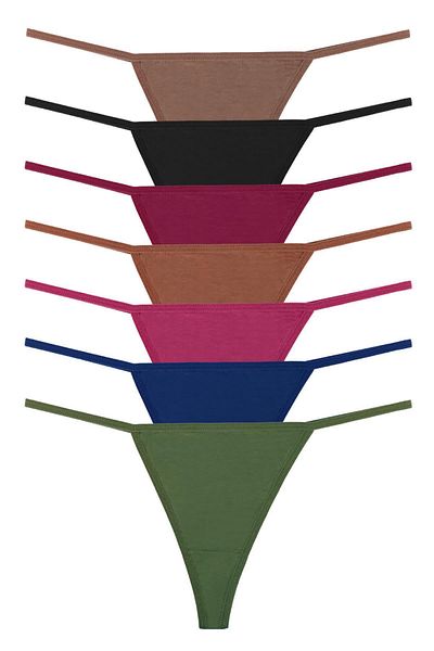 Sensu Women's Brazilian Drawstring Panties Set of 7 - Assorted Colors Kts3022