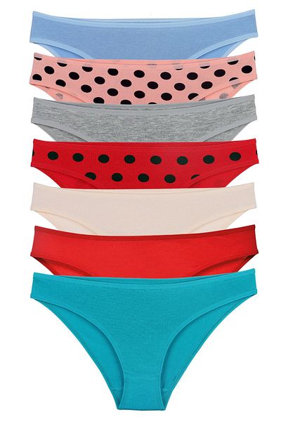 Sensu Women's Polka Dot Model Slip Panties 7 Pack Set Kts1146
