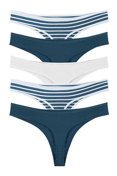 Sensu Set de 5 tanga braziliană cu dungi pentru femei - Kts3050