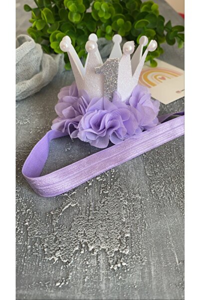 Selda Aksesuar Корона за първия рожден ден на момиченцето Лилаво-сребристо