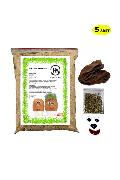 Hobialem 10 Adet, Çim Adam, Çimlendirme Deneyi, Eğitici Çim Adam Yapım Seti