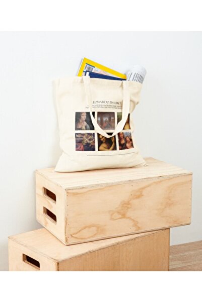 Juzk Solutions Leonardo Da Vinci Tabloları Ham Bez Çanta