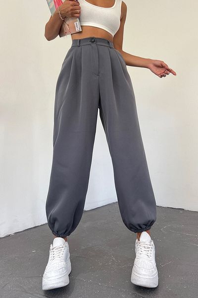 Sun Victoria Women's Anthracite Elasticized High Waist Balloon Pants