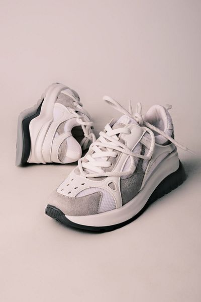Lal Shoes & Bags Pantofi sport cu detaliu cu șiret dublu pentru femei Cooke-albi