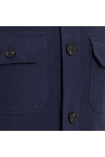 Germirli Navy Blue Flannel Cotton Lyocell Tailor Fit Comfortable Fit Jacket Shirt