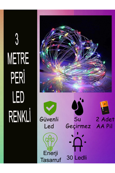 erderm 3 Metre RGB Renkli Dekoratif Peri Led