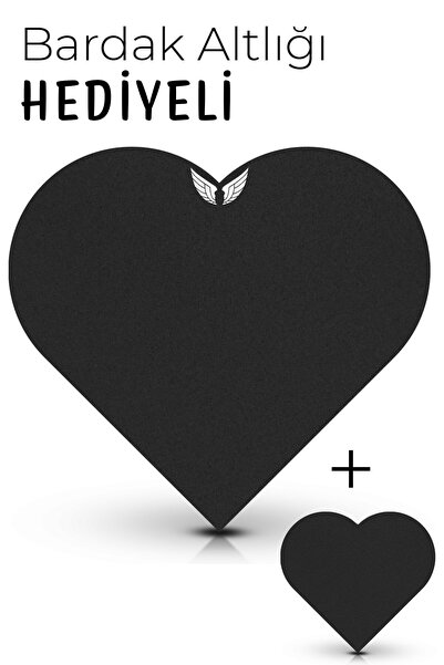GoLite Kalp Şekilli Siyah Mouse Pad Orta Boy Fare Altlığı Sevgililer Günü Özel Mousepad