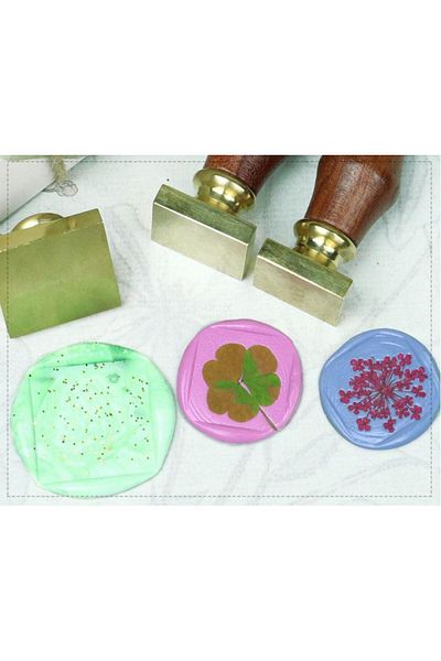 Profisher Melting Wax Seal Stamp 20 Mm Square Empty Copper Head + Rosewood Handle