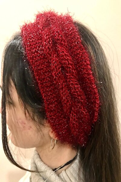 alsaccessories Banda de păr pentru femei de culoare roșie tricotată model Bak...