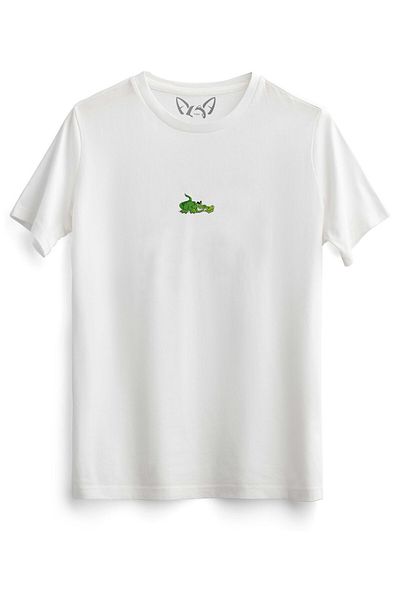 Alfa Tshirt Animal Crocodile Digital Printed Kids White T-Shirt