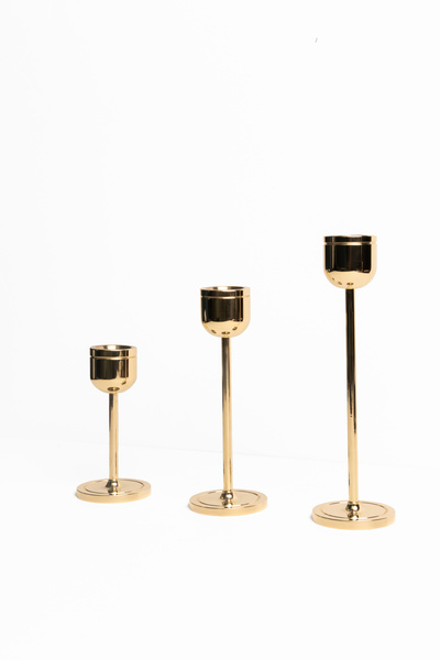 Sofd Pirinç El Yapımı Silindir Şamdan Sportif Üçlü Set 3lü Şamdan Üçlü Mumluk...