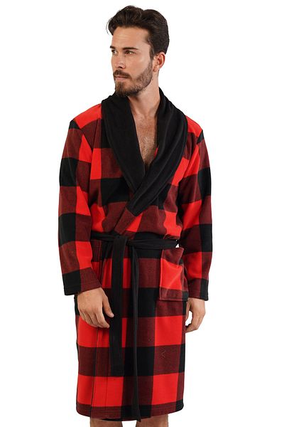 GAZZAZ Men's Fleece Raft Collar Long Sleeve Long Dressing Gown
,103162