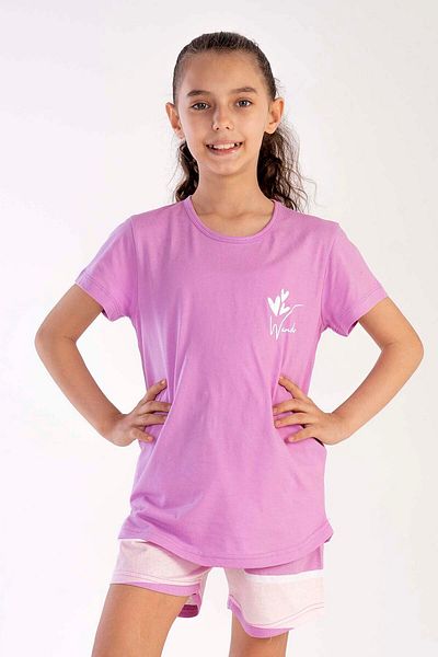 VİENETTA Cotton Girl's Short Sleeve Shorts Pajamas Set
,212598