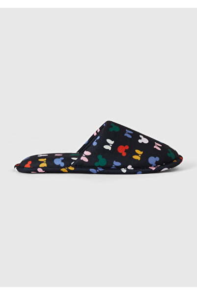United Colors of Benetton Black Mickey Patterned Slippers for Boys