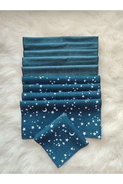 3Baby 10 Pieces of Mouth Wipes & Sweat Cloth 100% Organic Cotton Muslin