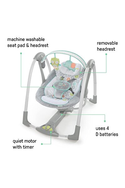 Ingenuity 2'si 1 Arada Katlanabilir Bebek Salıncağı Ve Oturağı, Titreşimli, Otomatik Salıncak ve Melodili