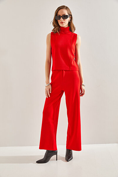 Bianco Lucci Women's Short Sleeve Blouse Knitwear Top and Bottom Set