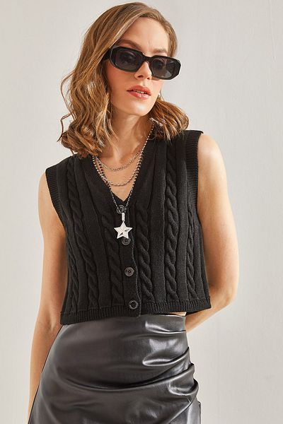 Bianco Lucci Women's Braided Knitwear Vest