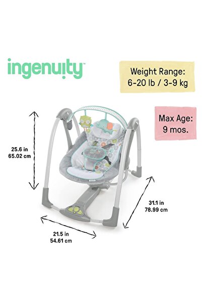 Ingenuity 2'si 1 Arada Katlanabilir Bebek Salıncağı Ve Oturağı, Titreşimli, Otomatik Salıncak ve Melodili