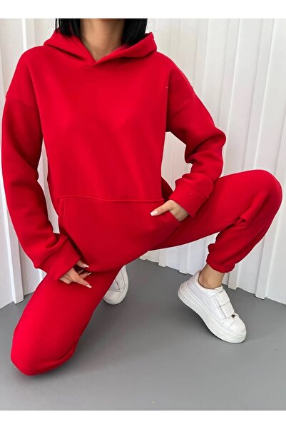 Swana Kadın Owersize Eşofman Takımı Kalın Üç Iplik Şardonlu