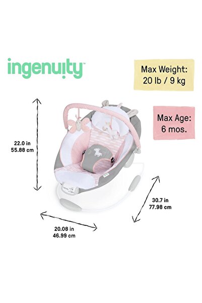 Ingenuity Flora Morrison Titreşimli ve 8 Melodili Ana Kucağı Çıkarılabilir Oyun Kemeri ve Dolgulu Baş Desteği