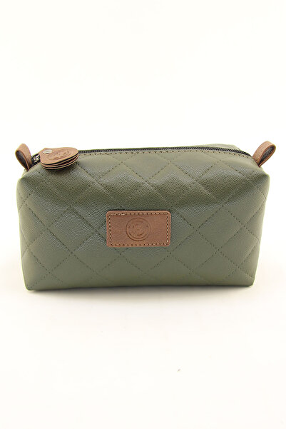 HNB Women's Khaki Quilted Makeup Bag