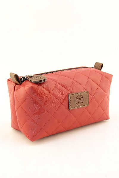 HNB Women's Red Quilted Makeup Bag