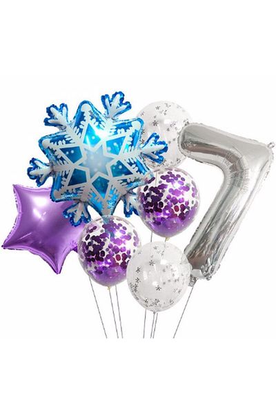Parti Station Snowflake Frozen Elsa Winter Concept Snowflake 4 Year Old Balloon Concept Birthday Set Age Balloon Set