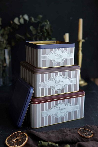 EVLE Elegance Patterned Metal Storage Container, Organizer Box, Makeup Organizer Erb13v5