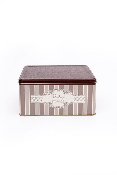 EVLE Er029-8b Elegance Burgundy Patterned Square Metal Storage Container 24x24 Cm