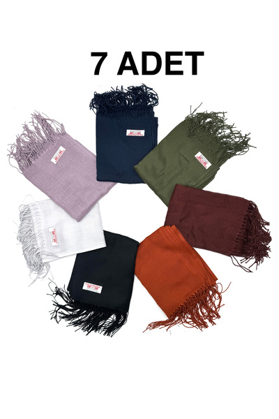 nazipek Σετ 7 Βαμβακερά σάλια πασμίνας βισκόζης 180x70 εκ. με φούντες υψηλής ...