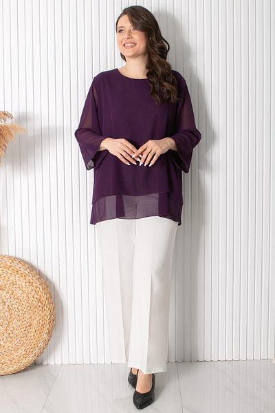 SUBU TASARIM Purple Chiffon Tunic - FHM924