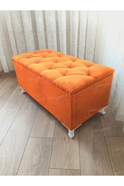 aldagelsin Lüks Sandıklı Kapitoneli Ayakucu Puf Bench 110 cm Beyaz Ayak