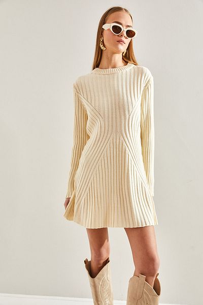 Bianco Lucci Rochie de tricotaj cu nervuri pentru damă