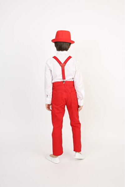 FATELLA Erkek Çocuk Gömlek Pantolon Askı Papyon Takım 23 Nisan 29 Ekim Gösteri Kıyafeti Kostüm