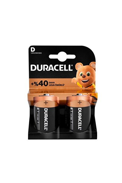 Duracell D Size Büyük Boy Alkalin Pil 2'li