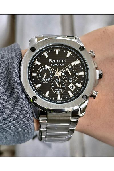 Ferrucci Men's Multifunctional Metal Band Wristwatch