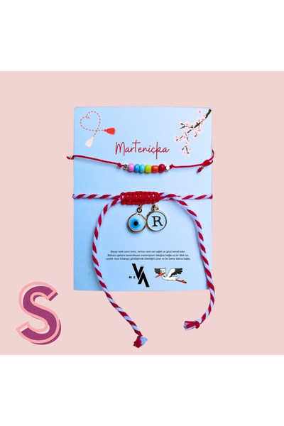 DM Takı Nazar Boncuğu Ve "s" Harfli Kişiselleştirilmiş Marteniçka Bileklik Ko...