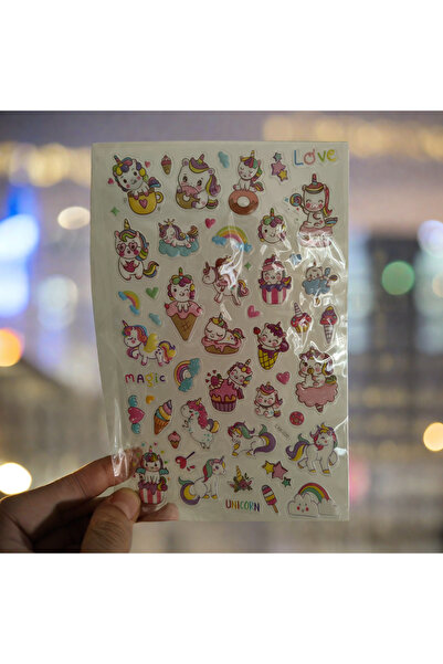 Bluoksweet Büyük boy kabartmalı unicorn çıkartma sticker etiket