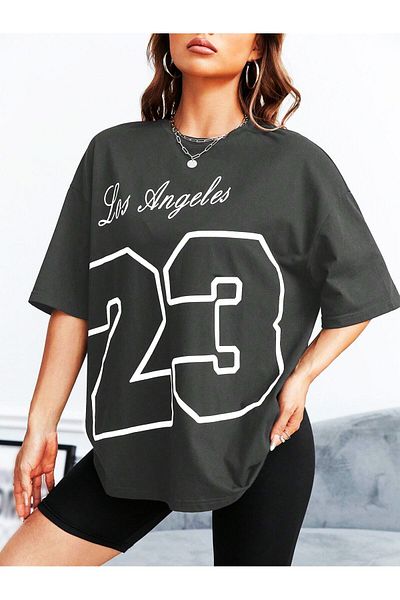 FAVORİST Λος Άντζελες 23 Τυπωμένο μπλουζάκι Unisex (μεγάλη εφαρμογή) Oversize