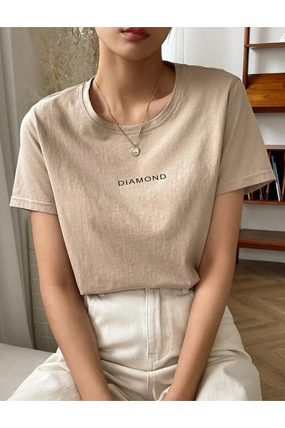 FAVORİST Βαμβακερό T-SHIRT DIAMOND Oversize Crew Neck