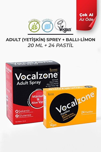 Vocalzone Ballı Limonlu Pastil 24'lü Adult (YETİŞKİN) Sprey 20ml