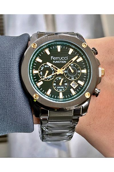 Ferrucci Men's Multifunctional Metal Band Wristwatch