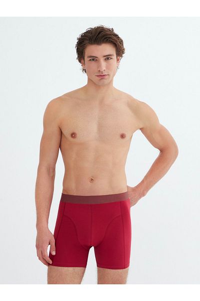 MİSTİRİK Bamboo-Model Organic Lycra Bamboo Fabric Ανδρικό μποξεράκι μπορντό χρώμα