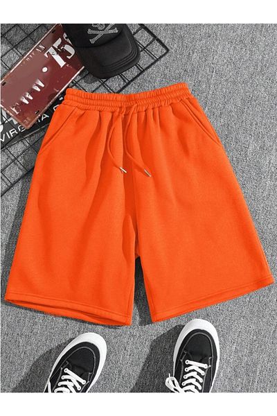 Revasser Unisex γυναικείο μονόχρωμο κοντό βαμβακερό σορτς χτενισμένο