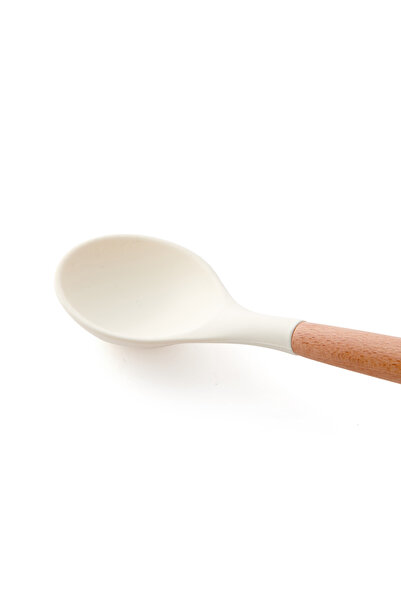 MİEN Mien Bamboo Silicone Serving Spoon - White / Brown