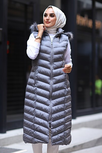 InStyle Довгий жилет з наповнювачем - сірий