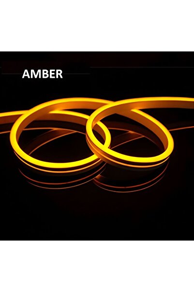 BMG Aydınlatma 12 Volt Neon Led 5mt Amber Neon Serit Led Trafolu Tak Çalıştır...