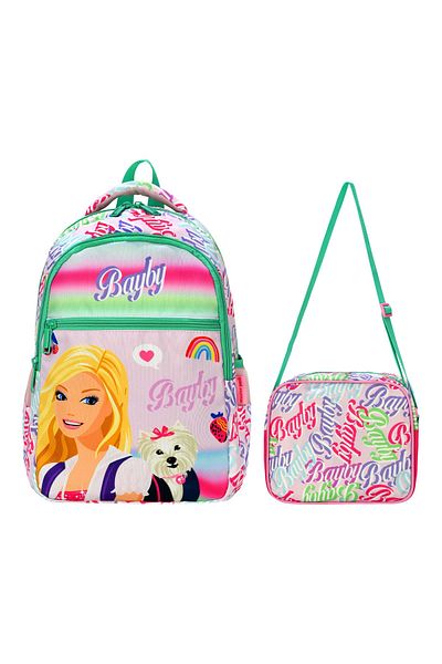 Esbuik Set de 2 geanți de școală pentru fete cu model Hi Bayby sezon nou + cutie de prânz